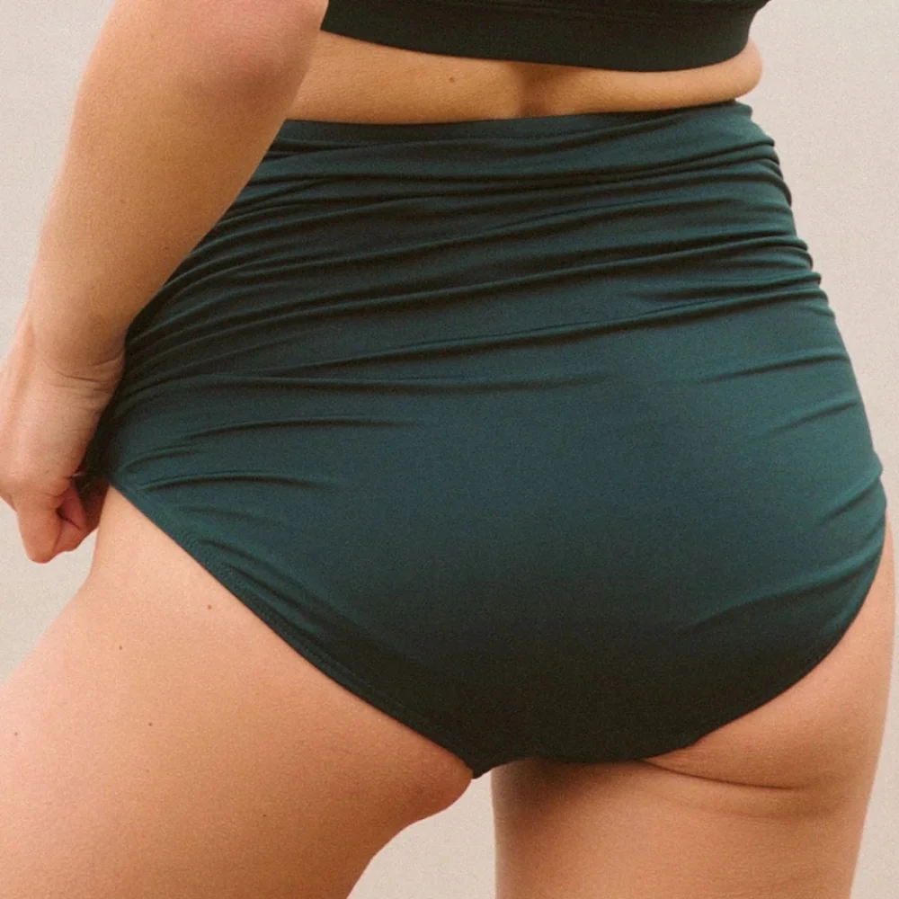 Steel Blue Ruched High-Waisted Bottoms - Picture 3 of 8